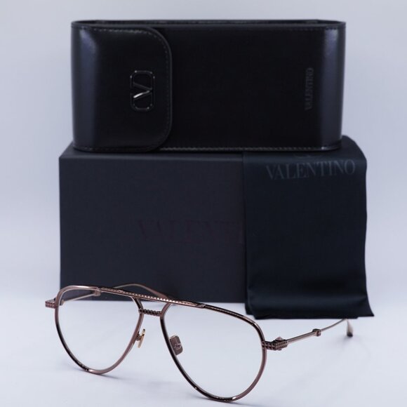 Valentino V-STUD-II VLX-133C Aviator Eyeglasses 59mm - Rose Gold - Picture 1 of 10